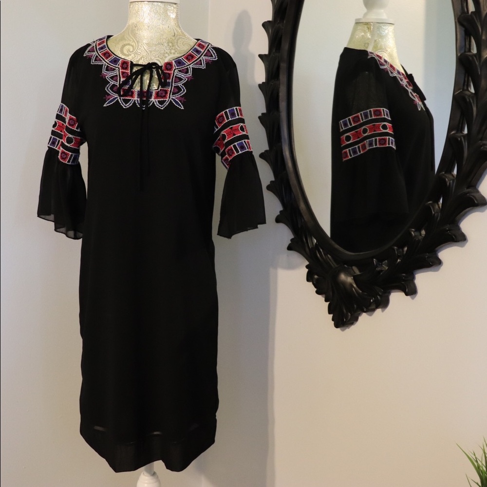{Chelsea & Violet} embroidered bell sleeve dress